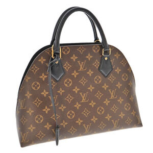 LOUIS VUITTON Alma Into Bag Monogram Leather Brown Black Handbag Shoulder